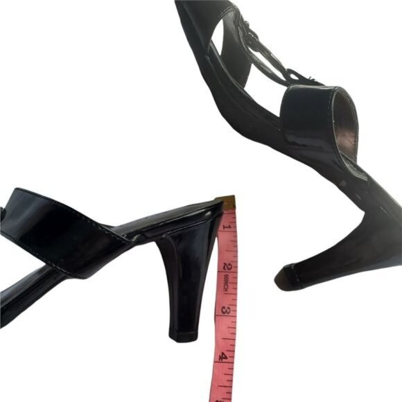 ETIENNE AIGER Womens Milo Heeled Sandal SZ 7M Black Horseshoe‎ Open Toe Straps - Picture 4 of 10